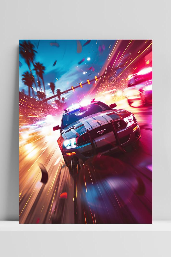 Mustang Neon Snelheid op 3mm aluminium dibond