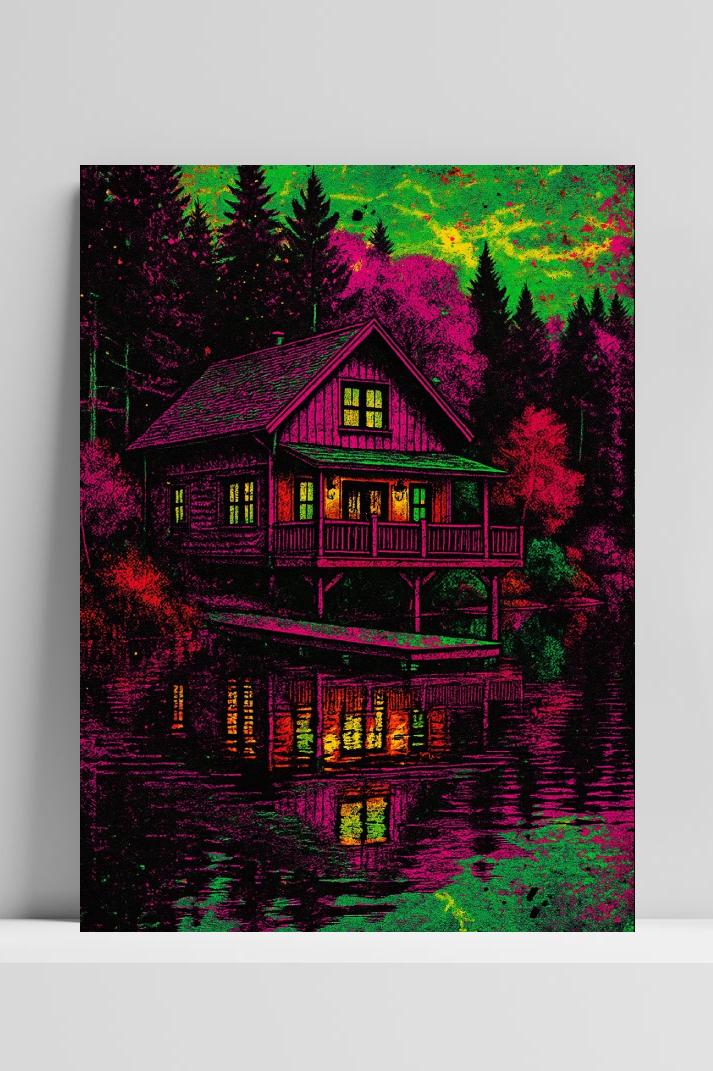 Cottage Lake op 3mm aluminium dibond