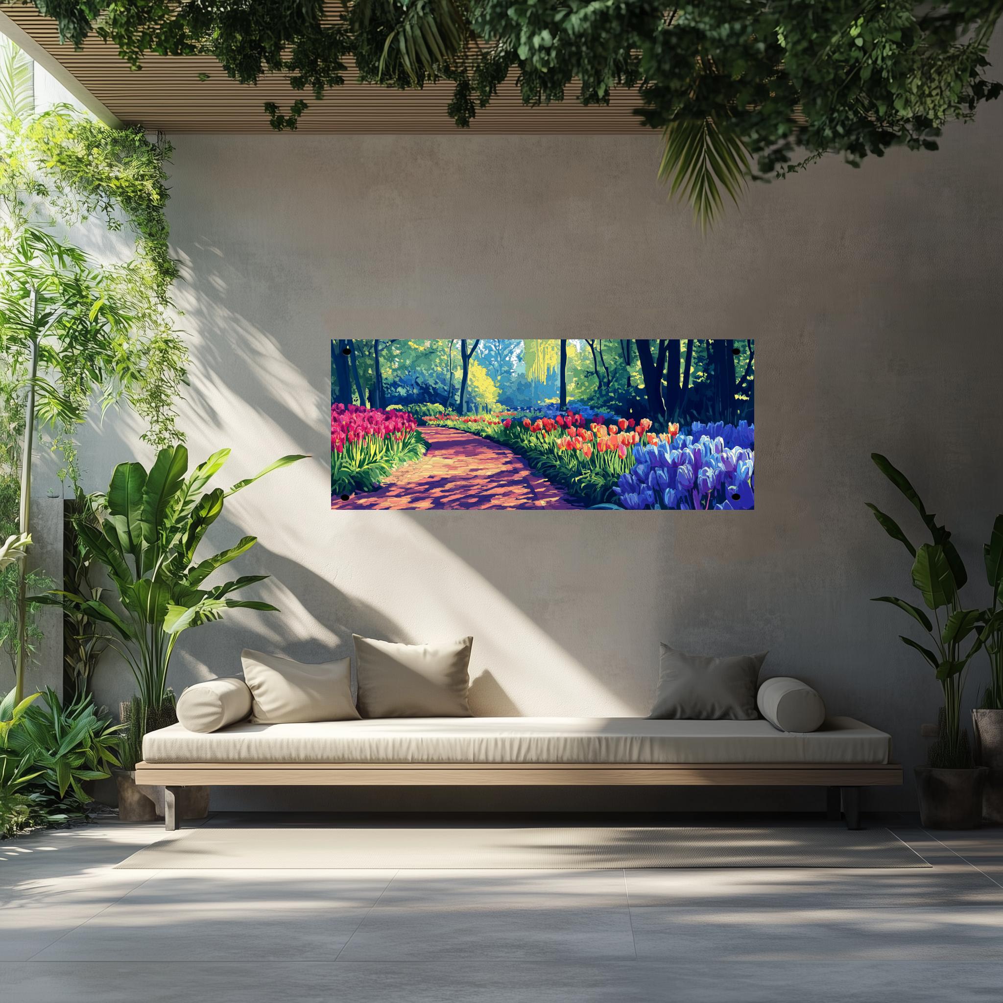 Tuinposter Tulpenveld sfeerbeeld 2