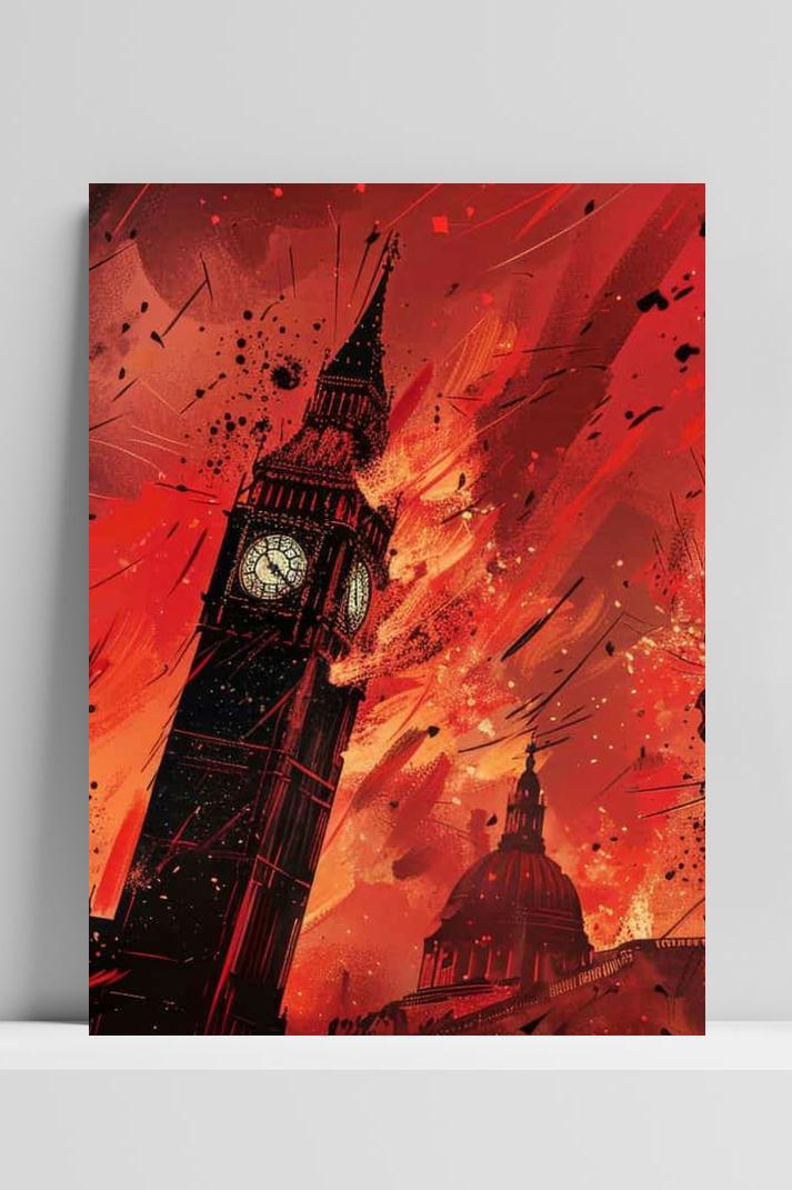 Big Ben Vuur op 3mm aluminium dibond