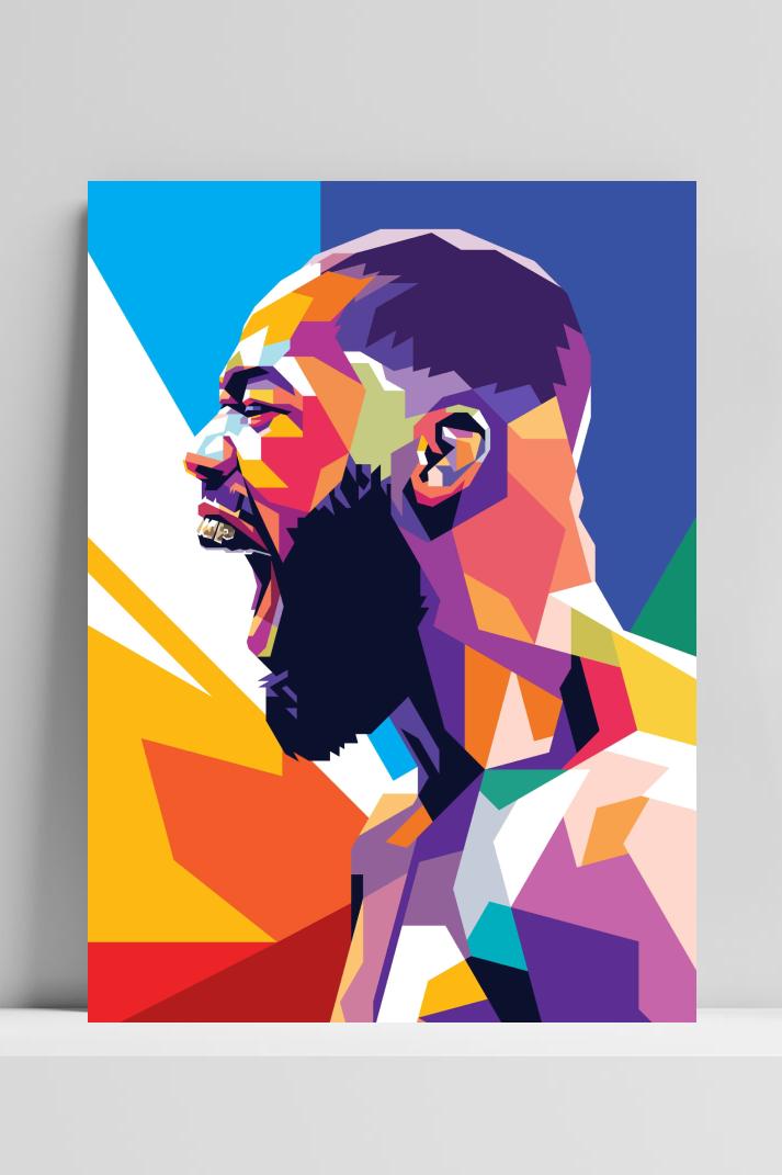 Jon Jones Blue Pop Art UFC op 3mm aluminium dibond