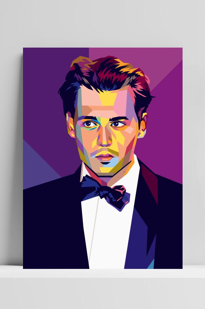 Johnny Depp Paars op 3mm aluminium dibond