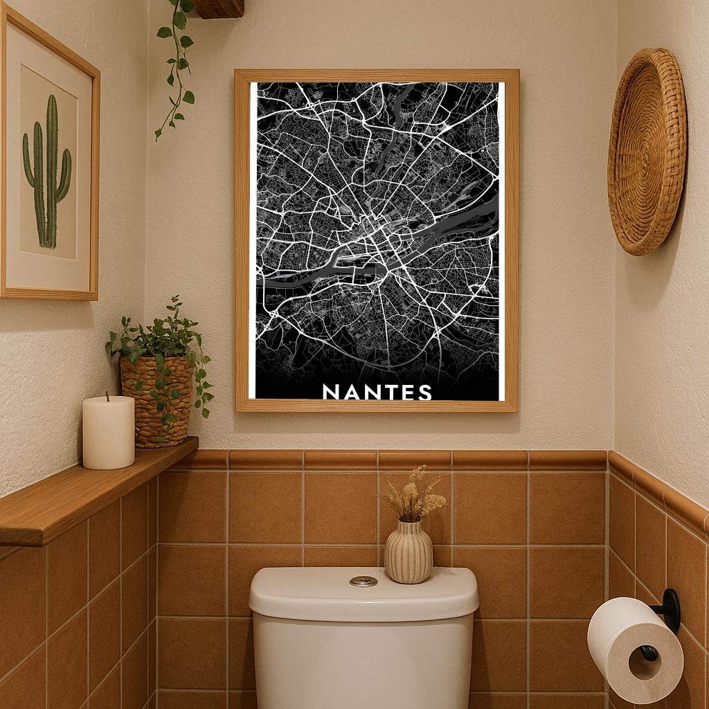 Nantes Map France Black poster sfeerbeeld 3