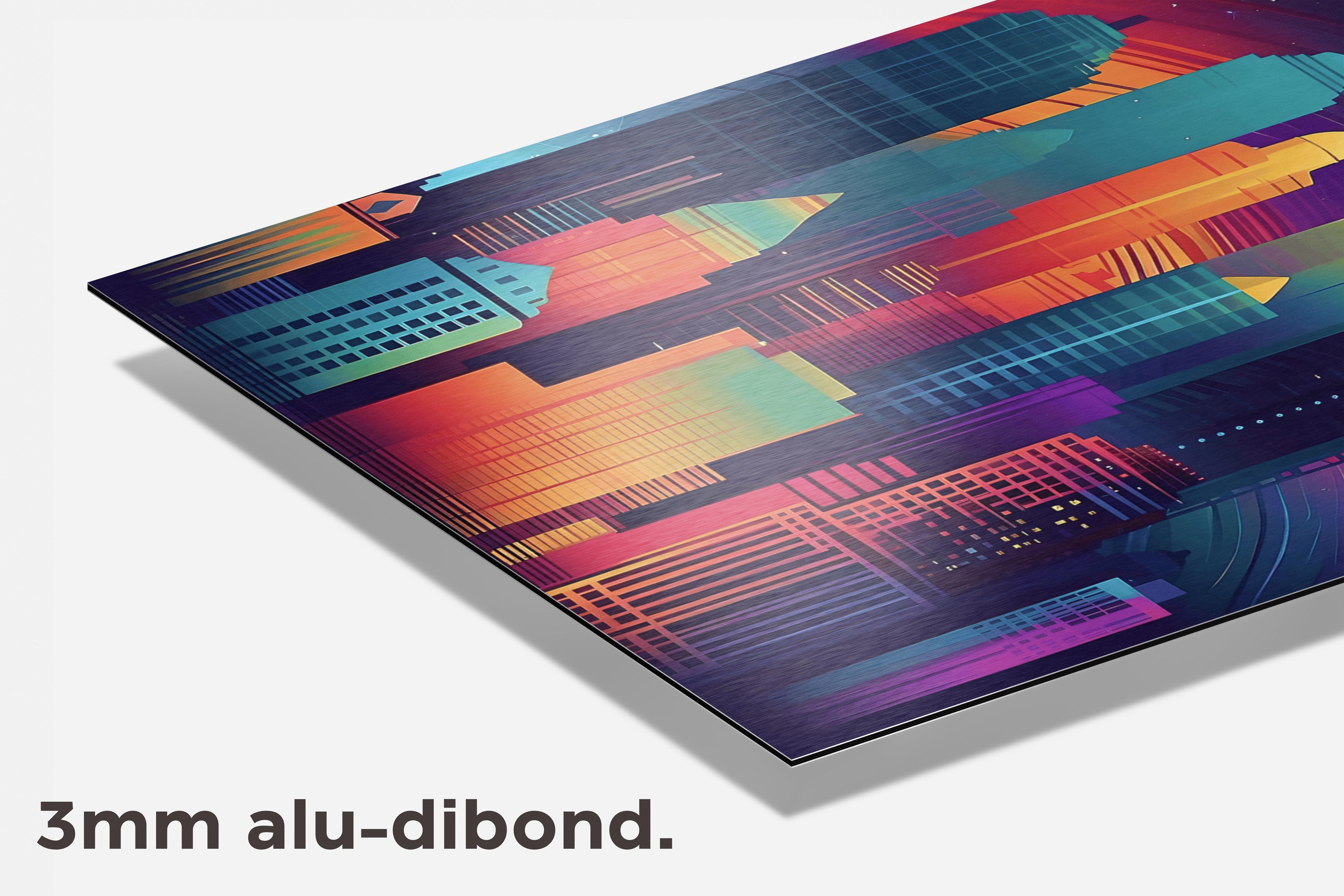 Neon Gebouwen dibond detail