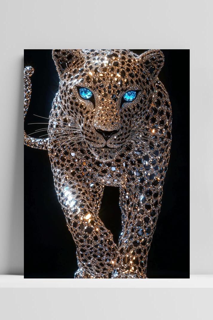 Leopard Crystal op 3mm aluminium dibond