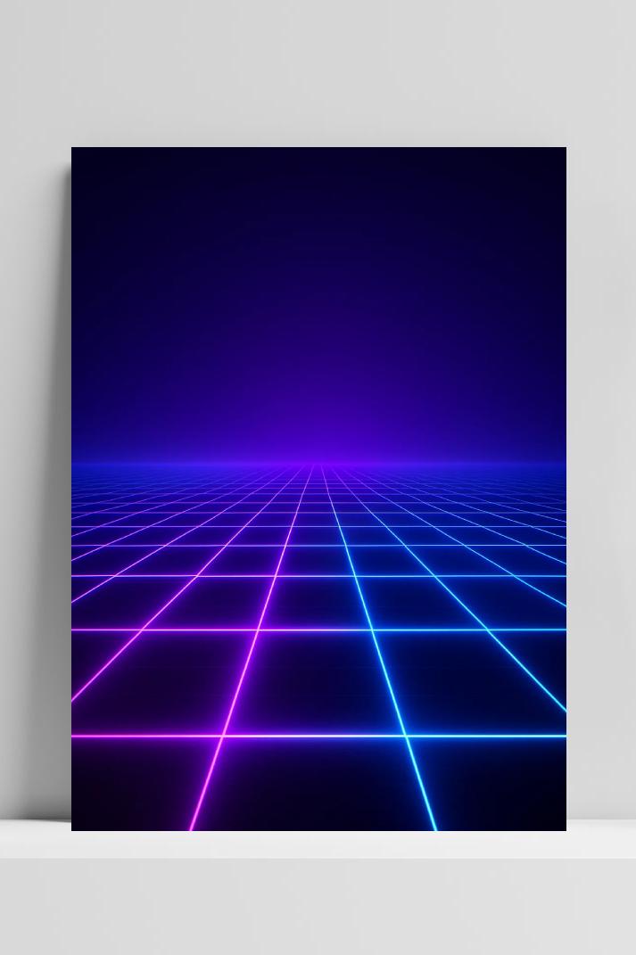Retro Grid Neon Futuristic Sci-Fi Synthwave im Interieur
