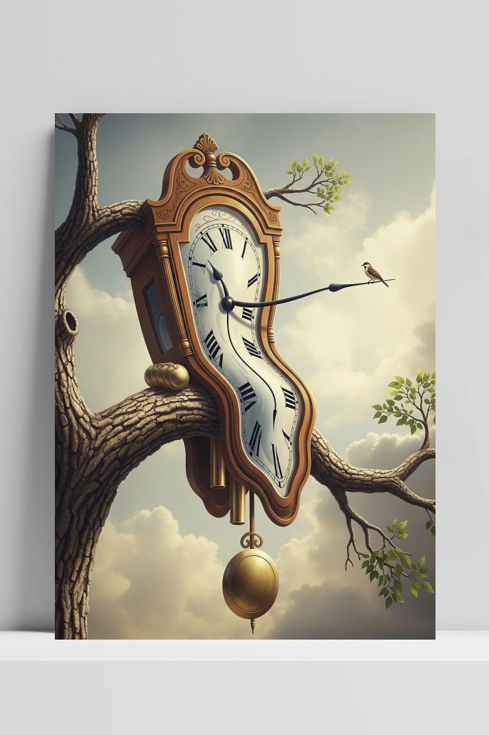 Clock Surrealistic op 3mm aluminium dibond