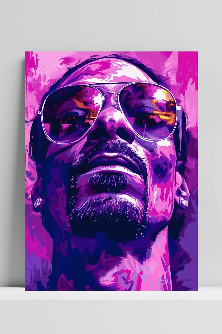 Snoop Dogg Paars op 3mm aluminium dibond