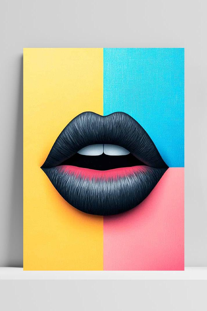 Zwarte Lippen op 3mm aluminium dibond