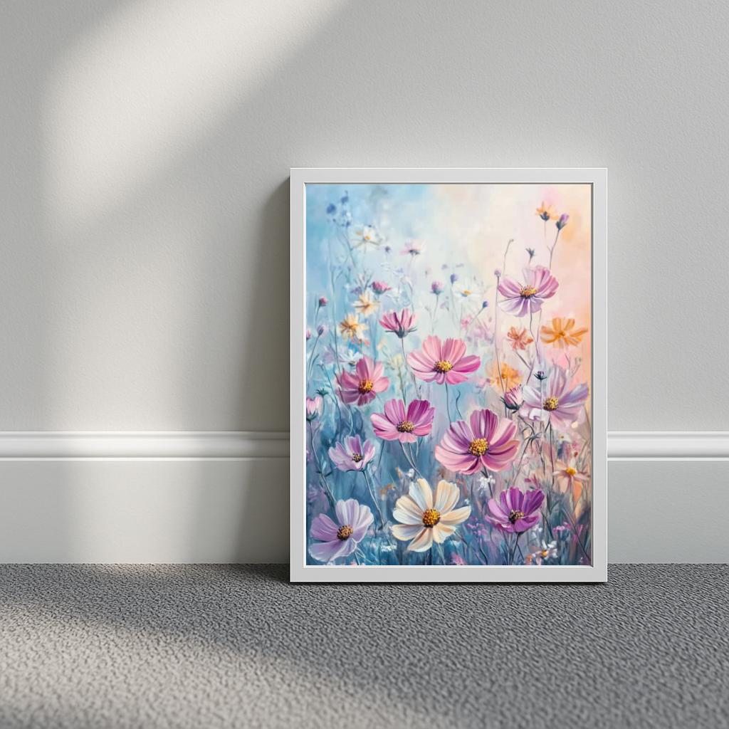 Cosmos Flowers Aquarel poster sfeerbeeld 3