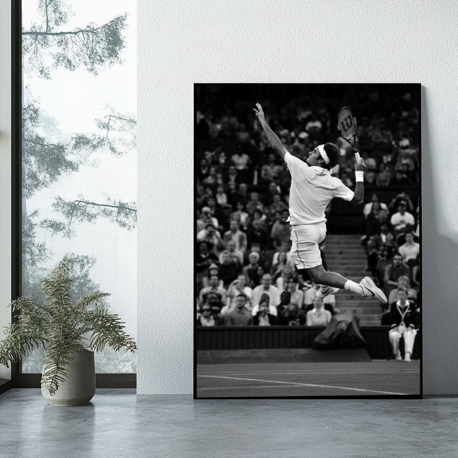 Roger Federer B&W poster sfeerbeeld 1