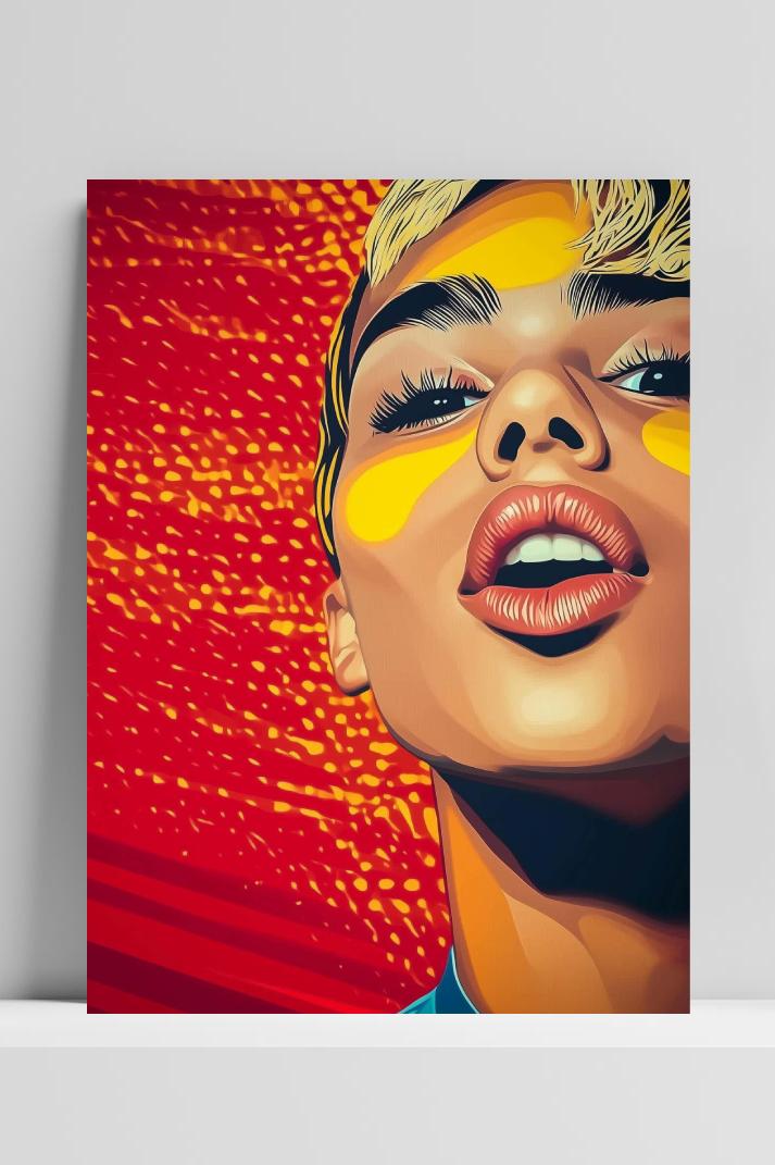 Portrait Pop Art op 3mm aluminium dibond