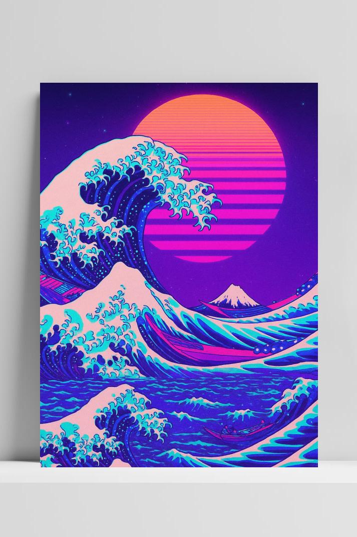 Great Wave Hokusai Geïnspireerd op 3mm aluminium dibond