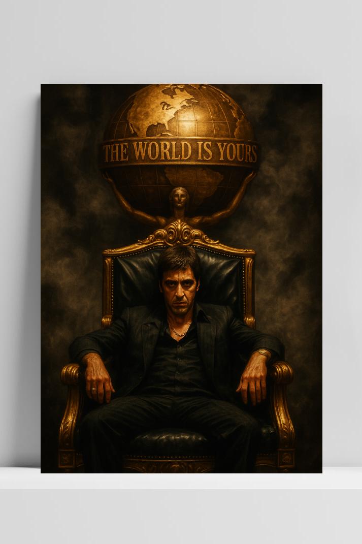 Al Pacino Scarface Tony Montana Text op 3mm aluminium dibond