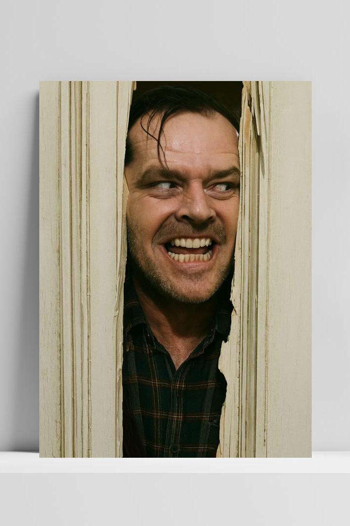 Jack Nicholson The Shining op 3mm aluminium dibond