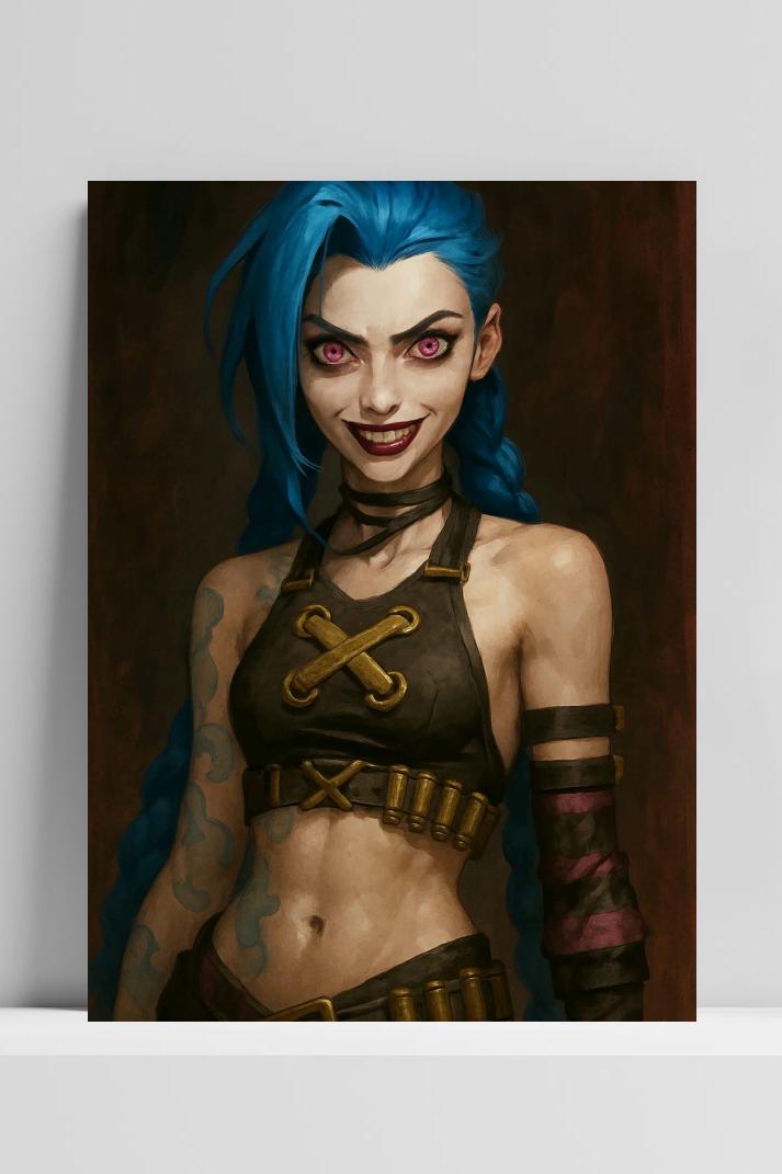Jinx League of Legends op 3mm aluminium dibond
