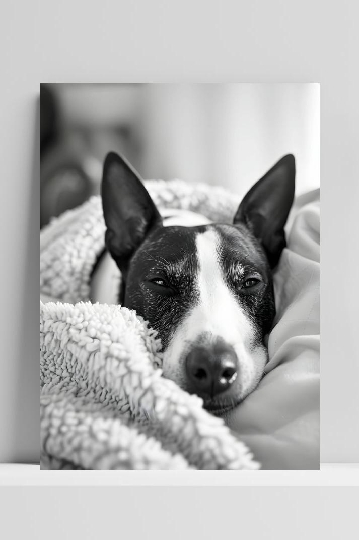 Bull Terrier op 3mm aluminium dibond