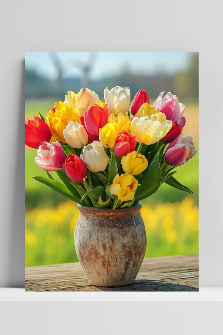 Tulpenboeket op 3mm aluminium dibond