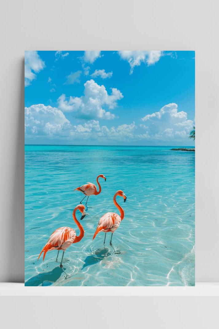 Flamingo Tropisch op 3mm aluminium dibond