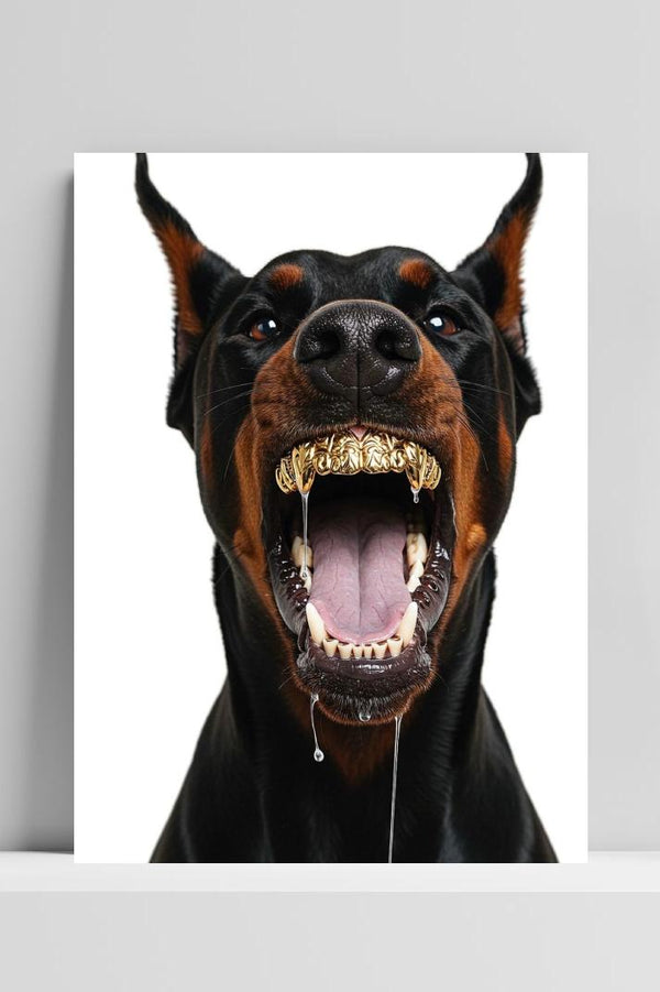 Póster Doberman Dog Grillz Gold Drool