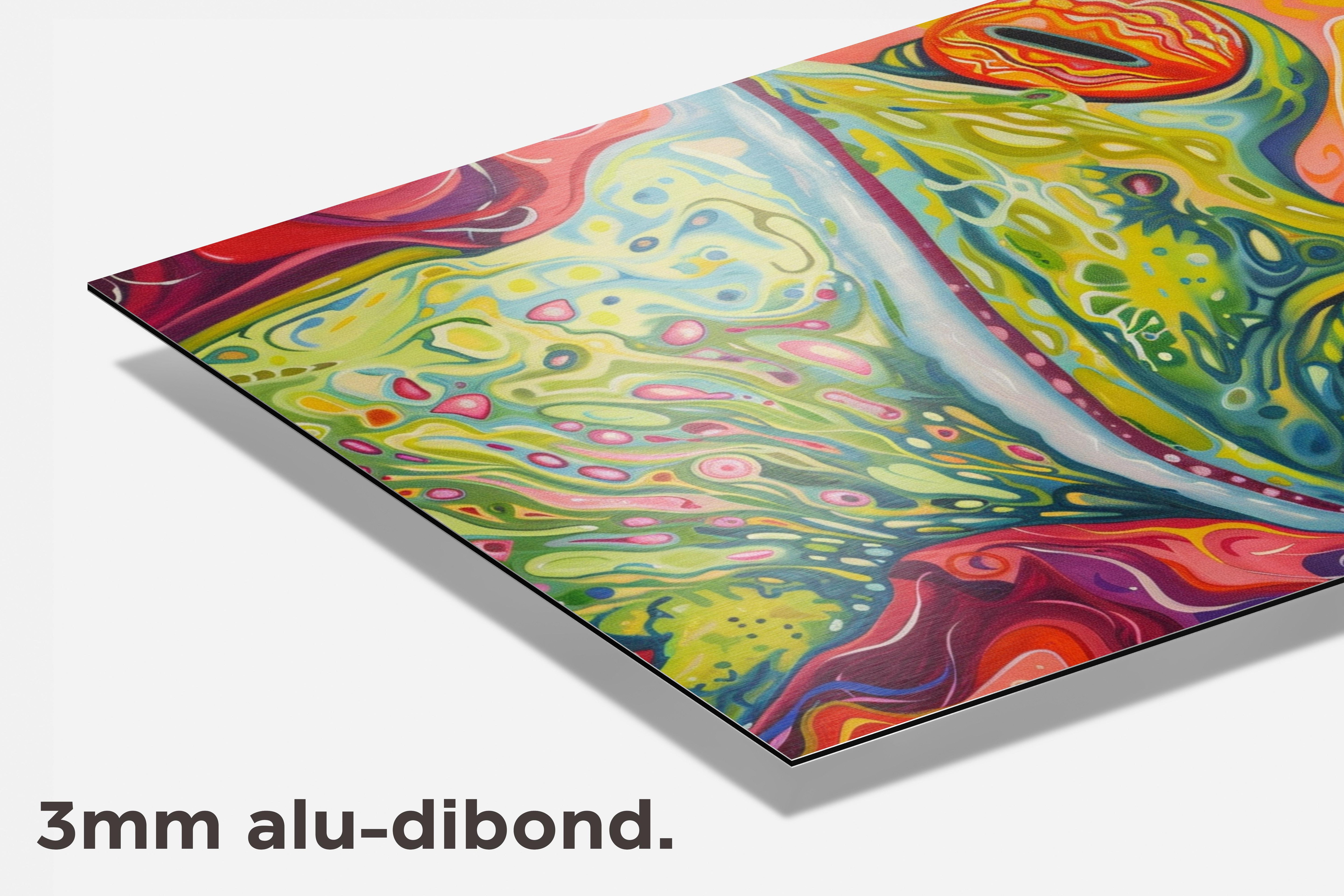 Kleurrijke kikker dibond detail