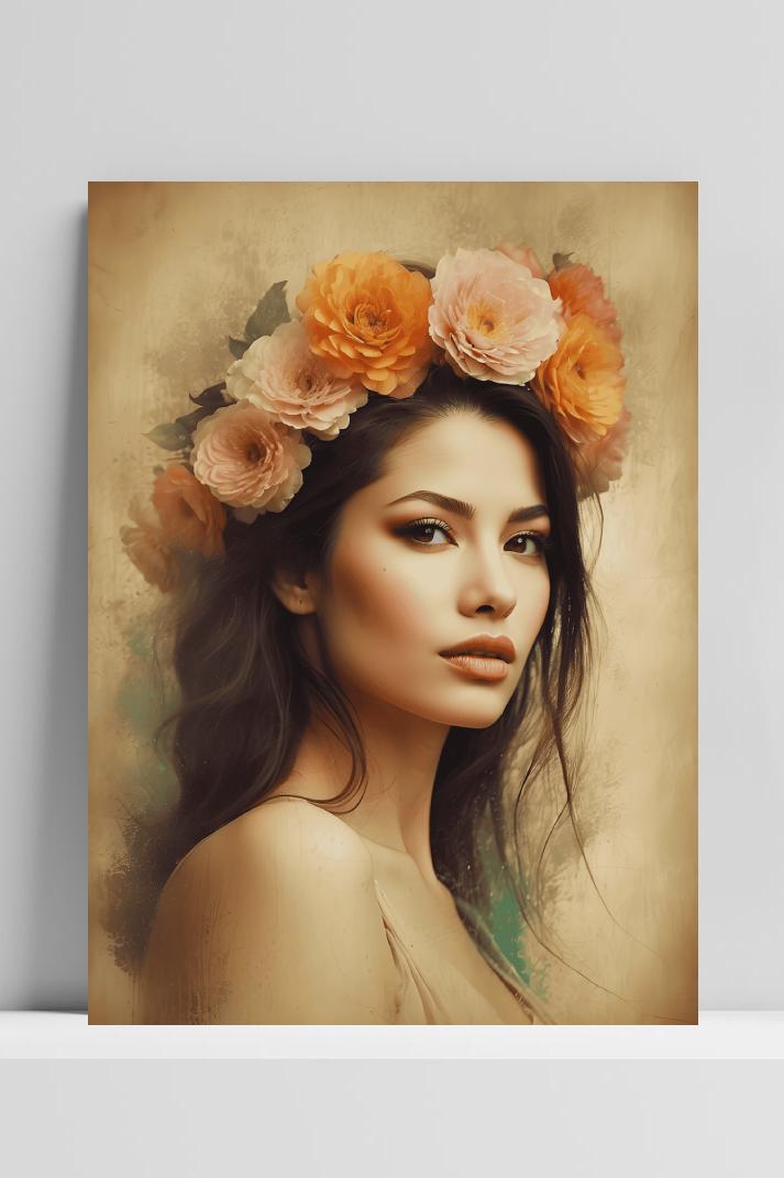 Bloemenmeisje op 3mm aluminium dibond