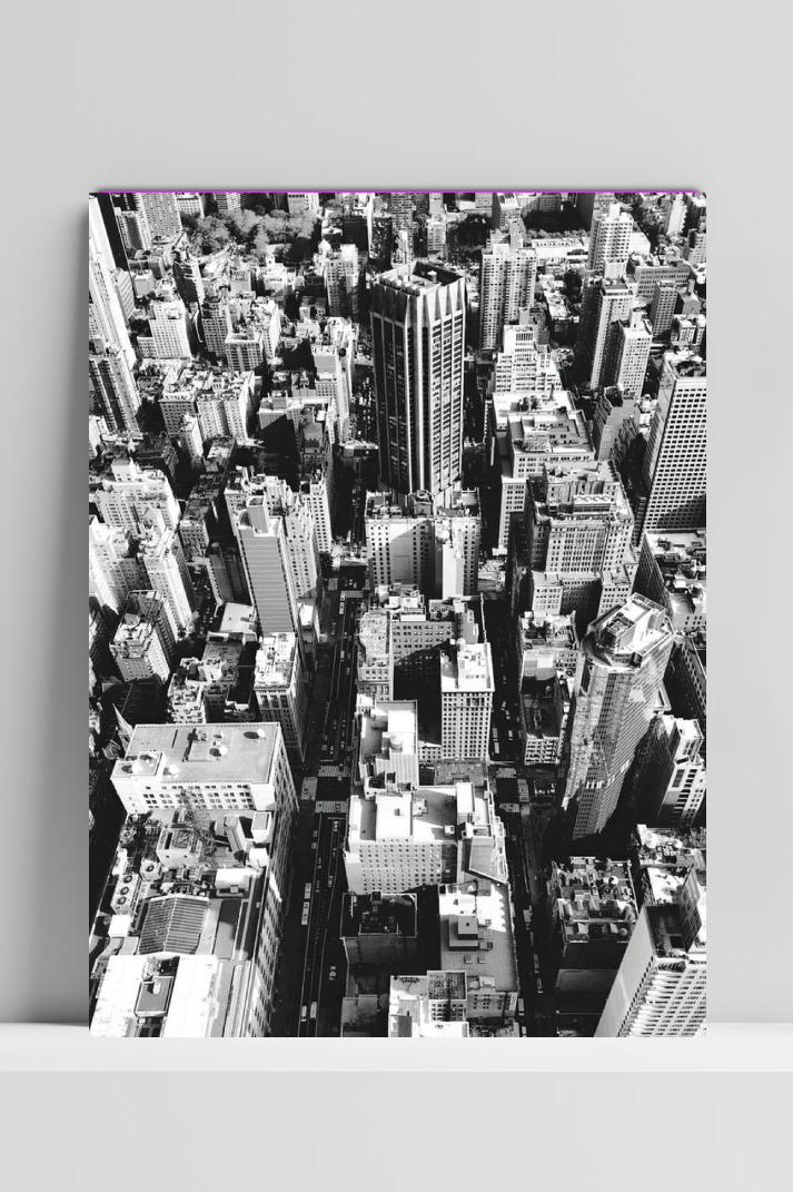 Urban Stad op 3mm aluminium dibond