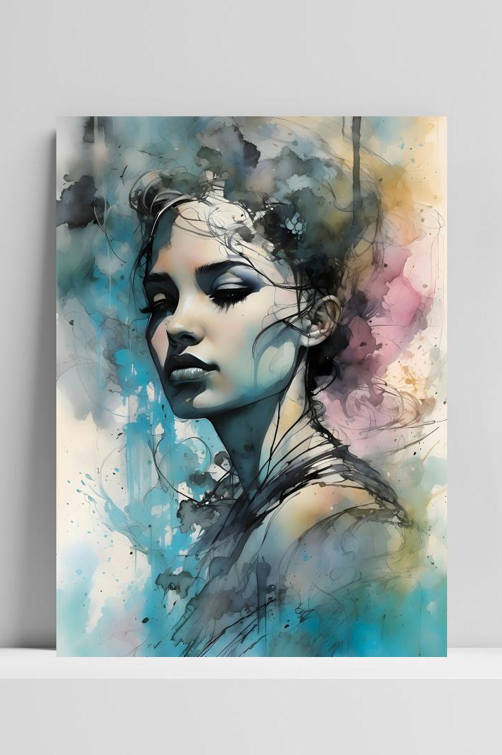 Vrouw in Verf op 3mm aluminium dibond