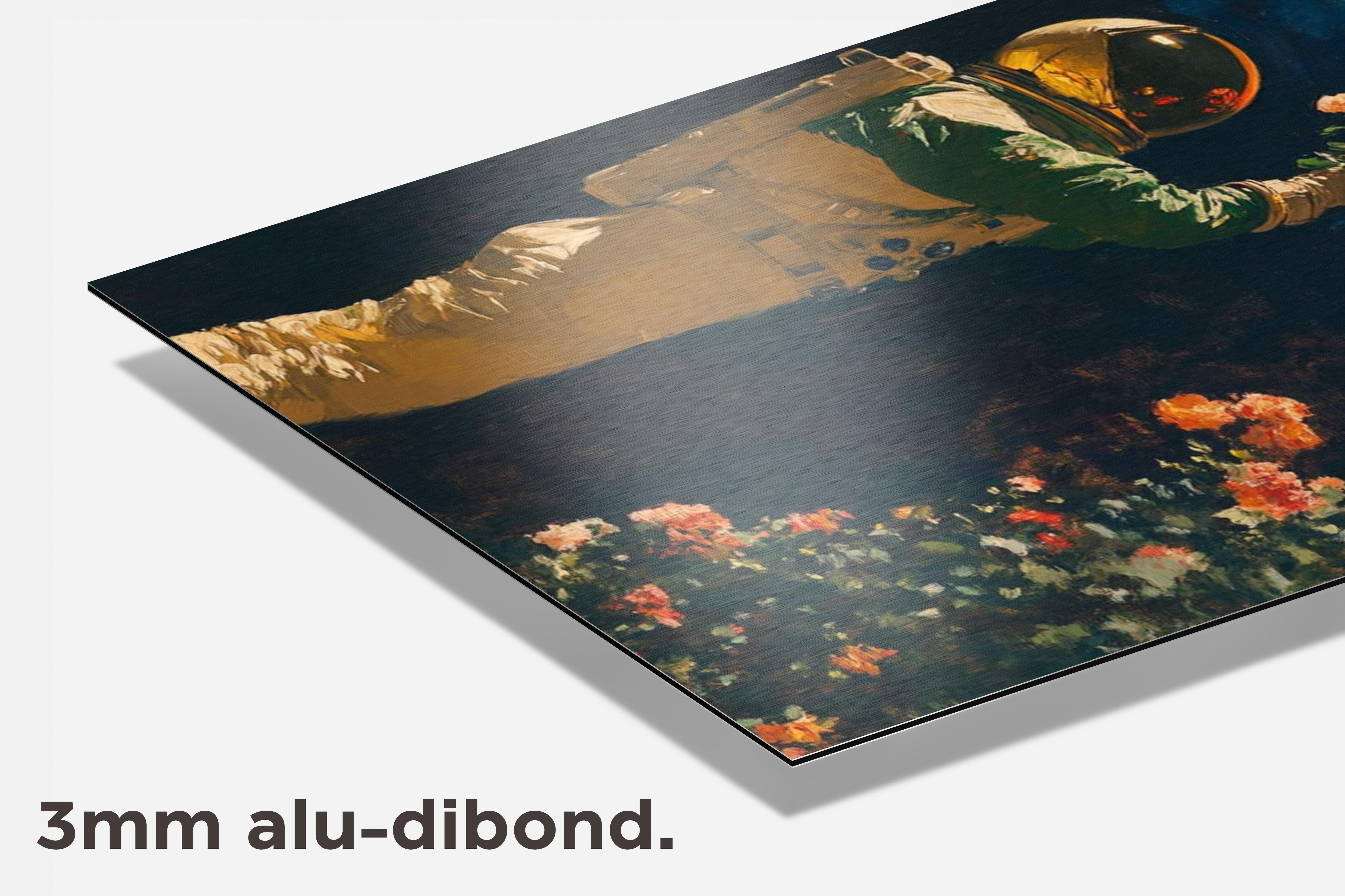 Astronaut Bloemen dibond detail