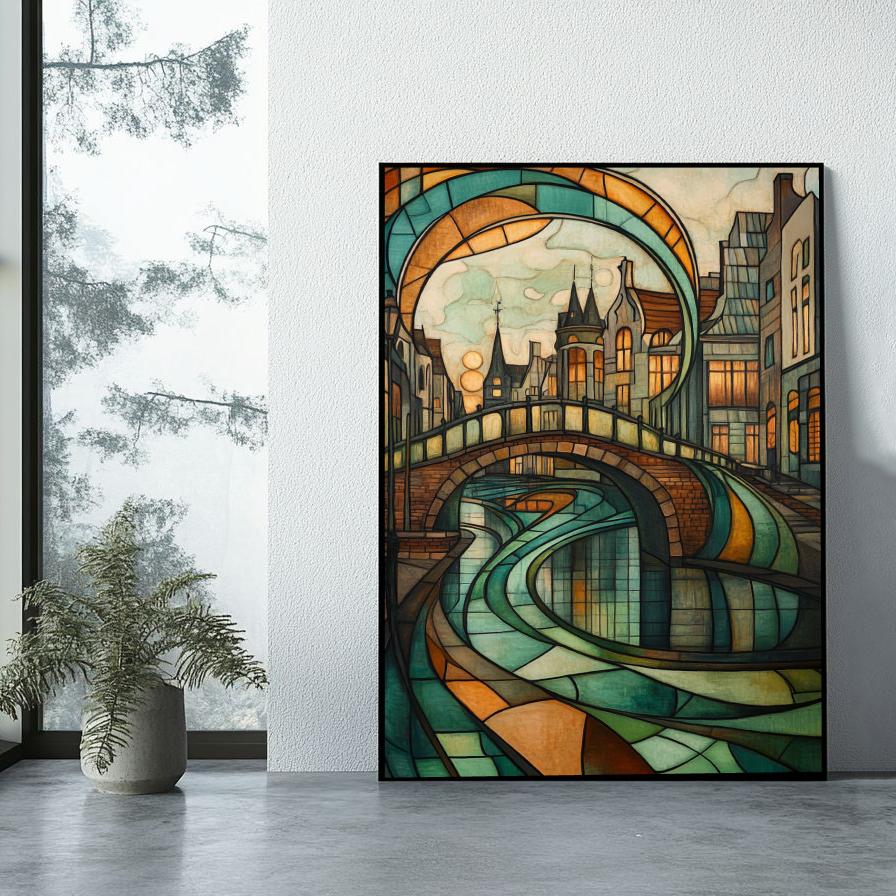 Dutch Canal Mosaic Amsterdam poster sfeerbeeld 1