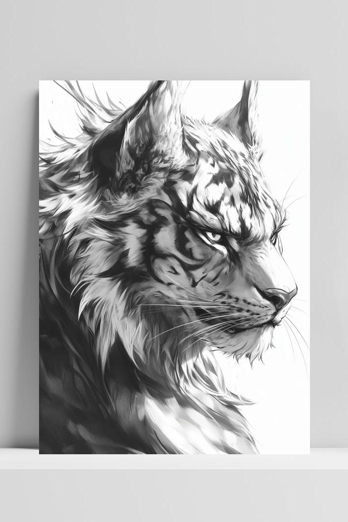 Tijger Fantasie op 3mm aluminium dibond