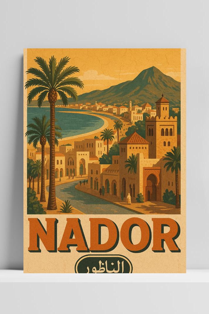 Nador Morocco Vintage Text op 3mm aluminium dibond