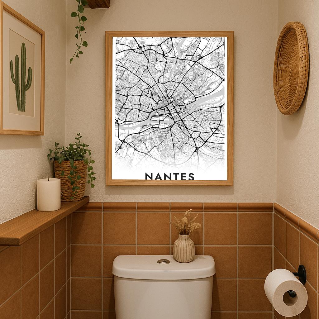 Nantes Map France White poster sfeerbeeld 3