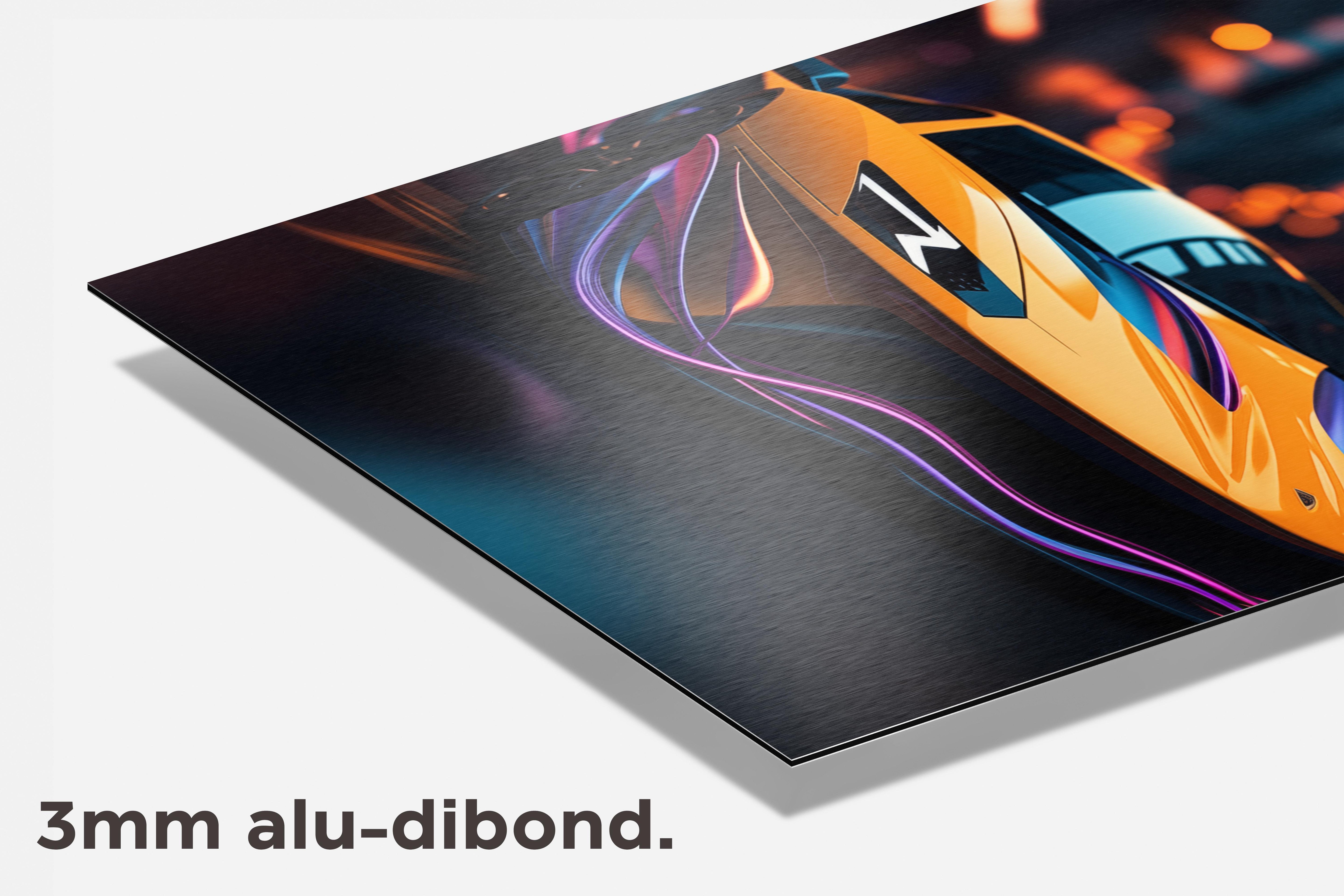 Lambo Geel Neon dibond detail