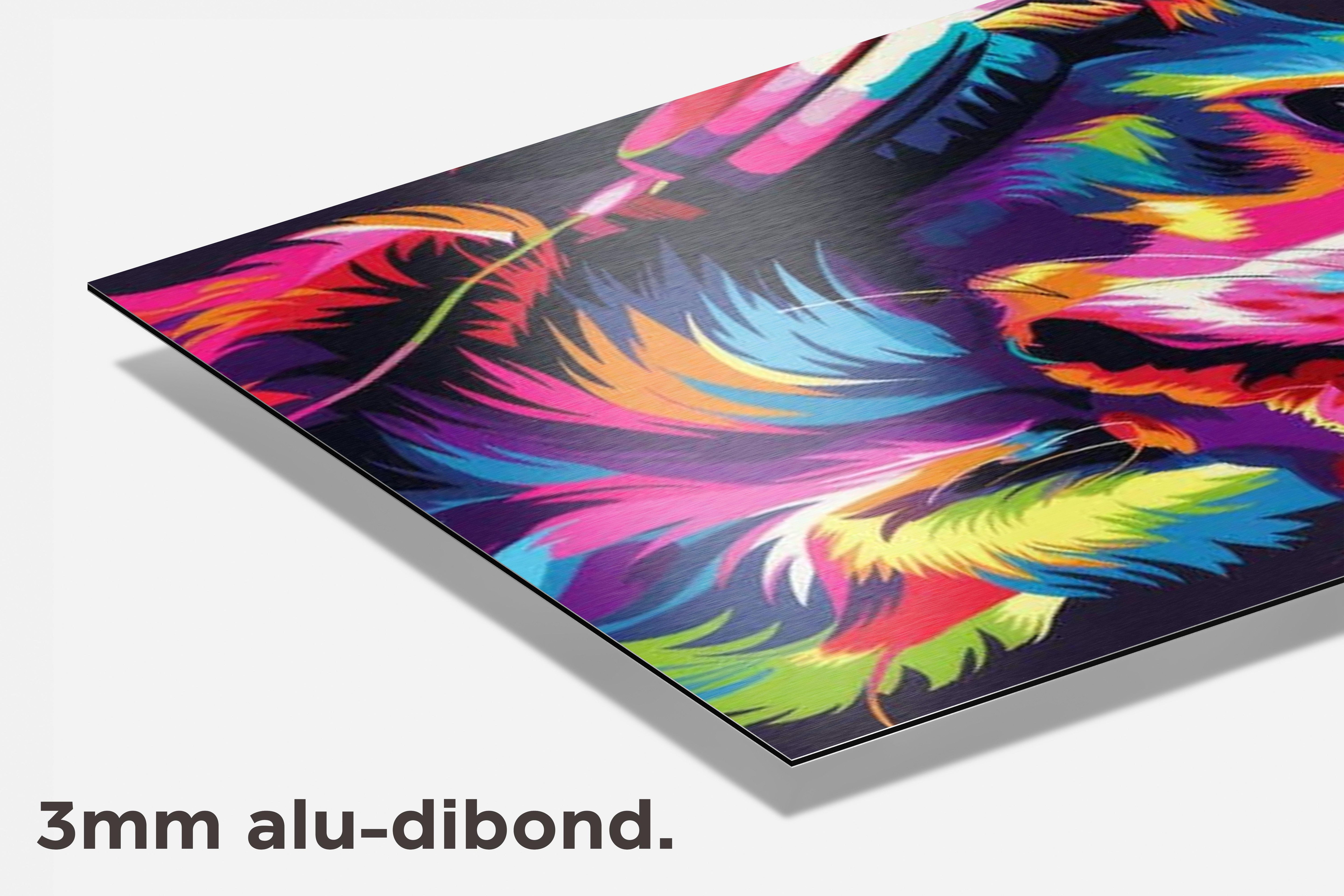 Hond Koptelefoon dibond detail