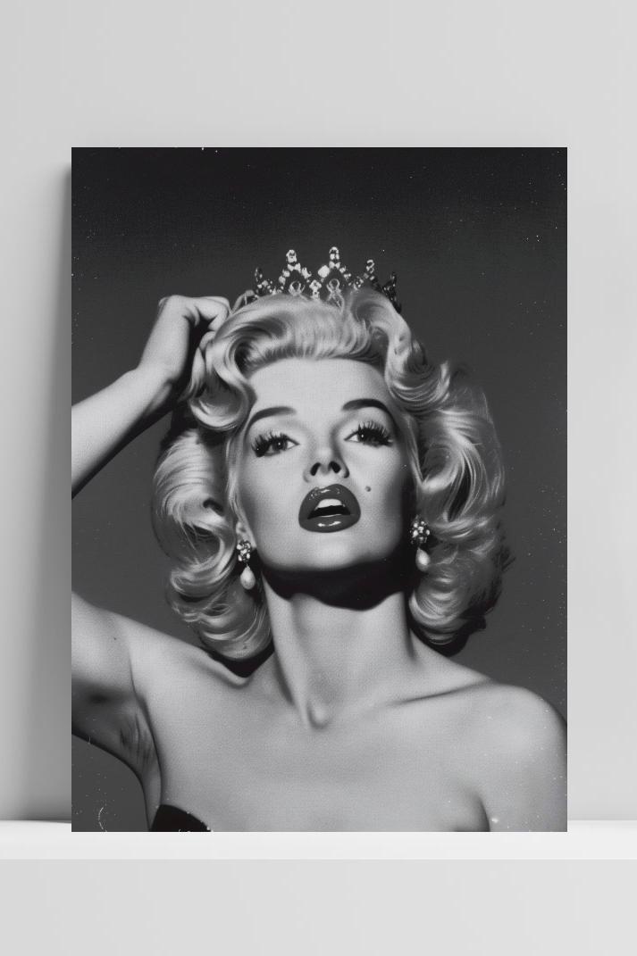 Marilyn Monroe Zwart Wit op 3mm aluminium dibond