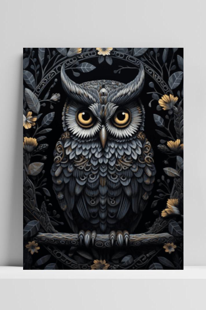 Uil Mandala op 3mm aluminium dibond