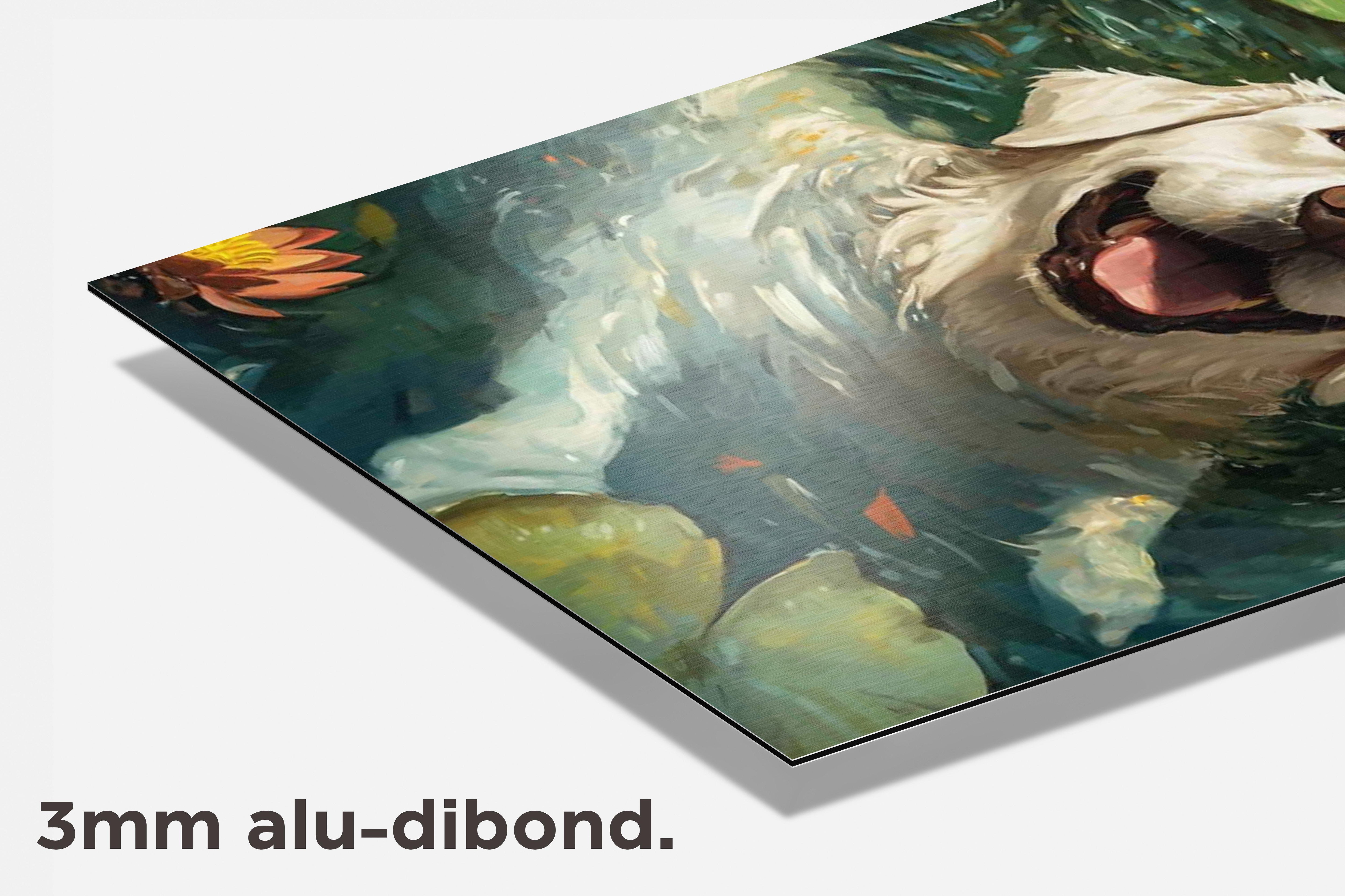 Hond Zwemt dibond detail