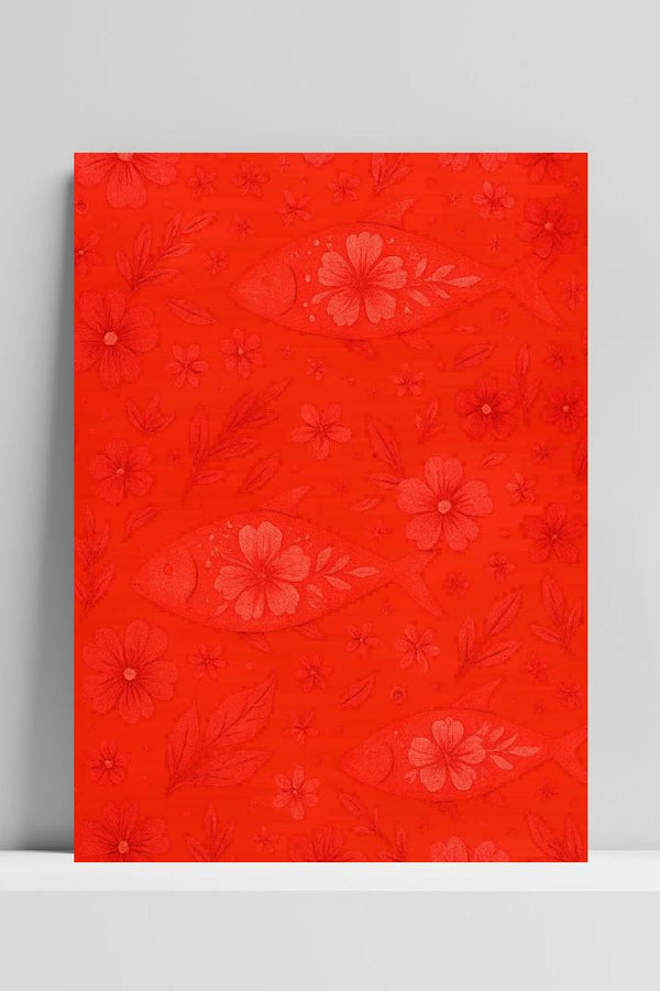 Fishes Flowers Art poster
