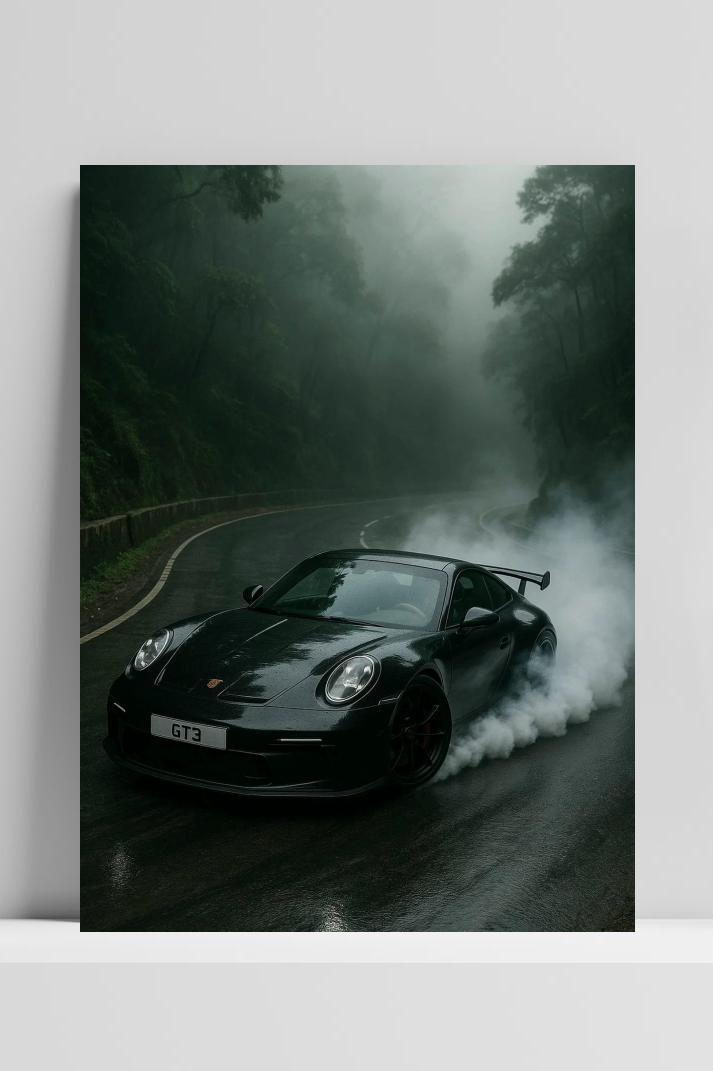 Porsche GT3 op 3mm aluminium dibond