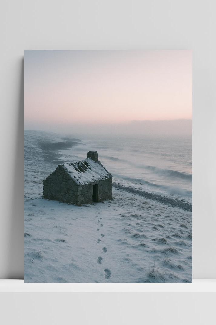 Cottage Winter Abandoned Snow Solitude Misty im Interieur