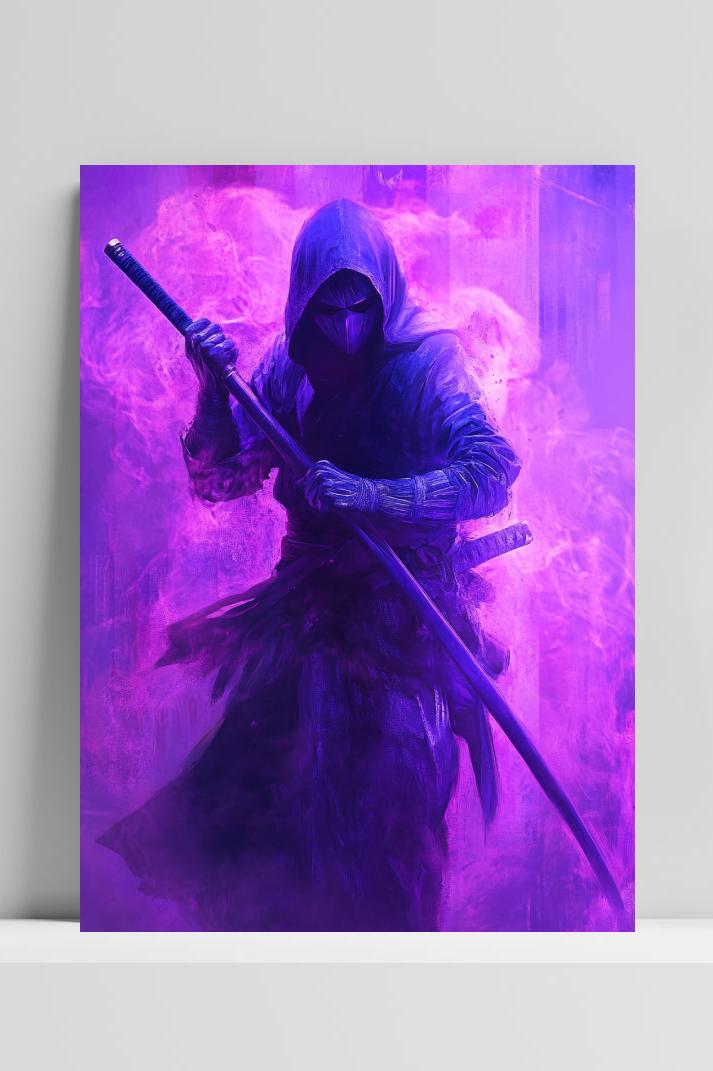 Purple Ninja Bo Staff in interieur