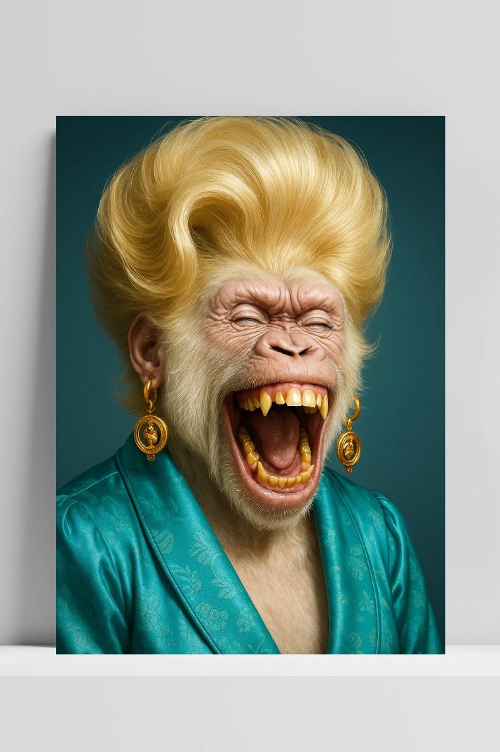Monkey Blonde Hair Anthropomorphic Fantasy im Interieur