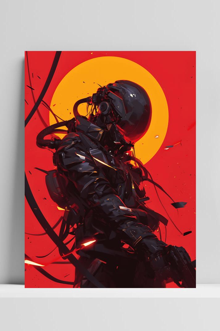 Futuristische Assassin op 3mm aluminium dibond