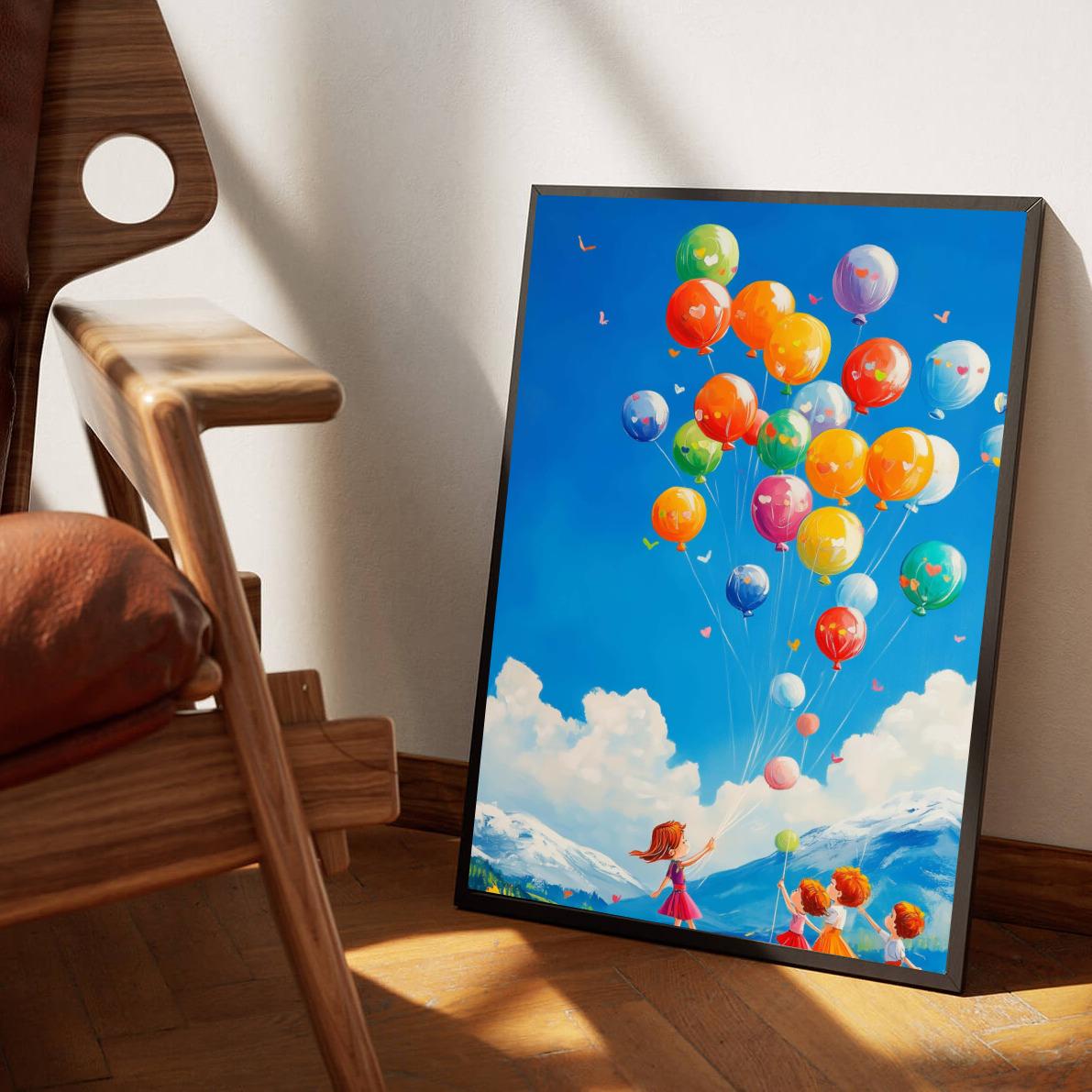 Balloons Kids Aquarel poster van 25 Artstreet