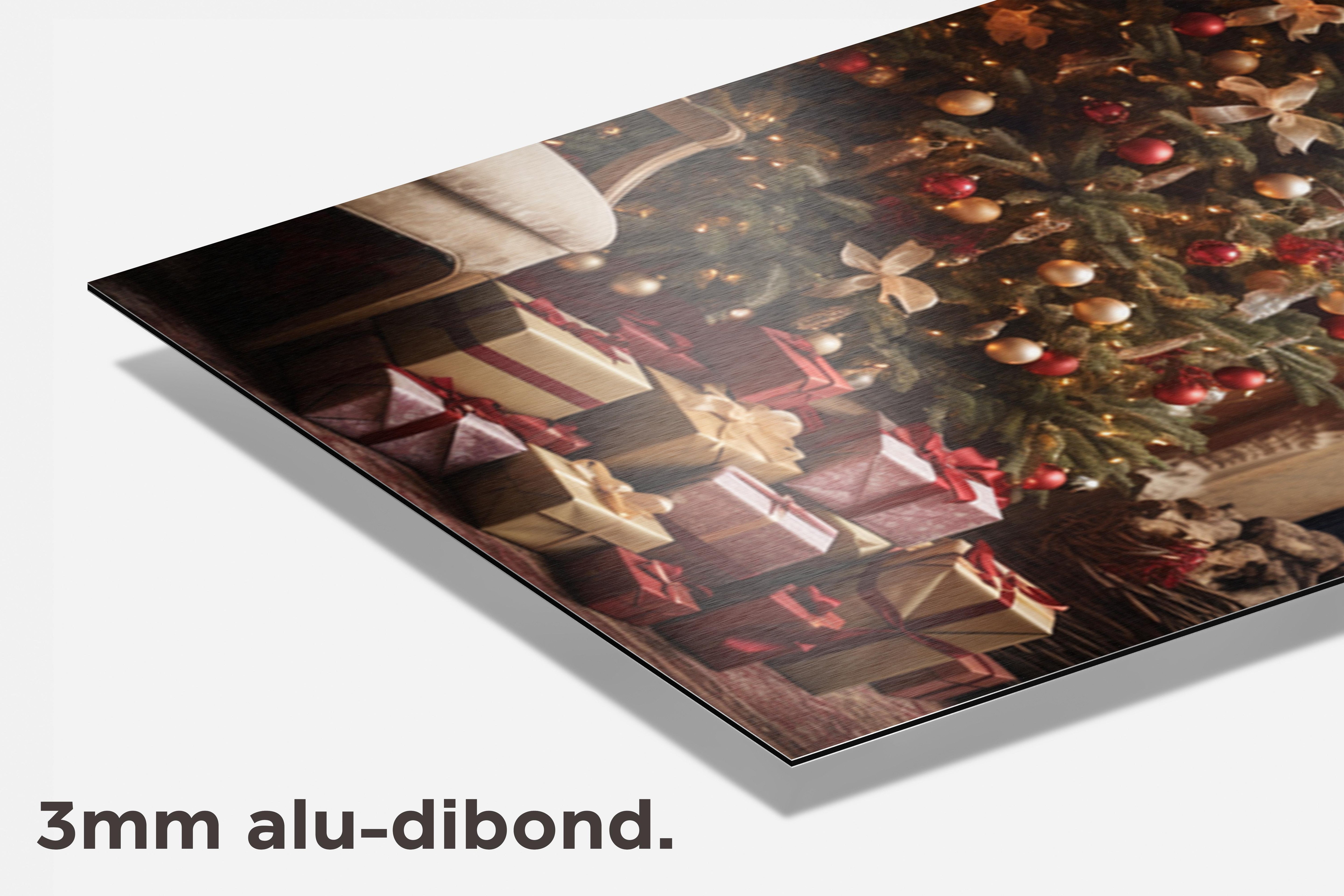 Kerstboom Cadeautjes dibond detail