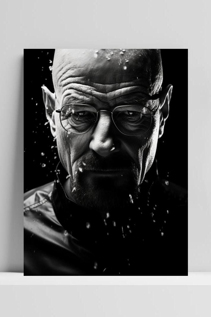 Heisenberg Zwart Wit op 3mm aluminium dibond