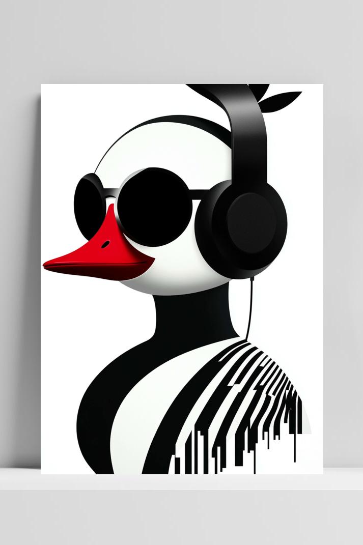 Bird Headphone Minimalist op 3mm aluminium dibond