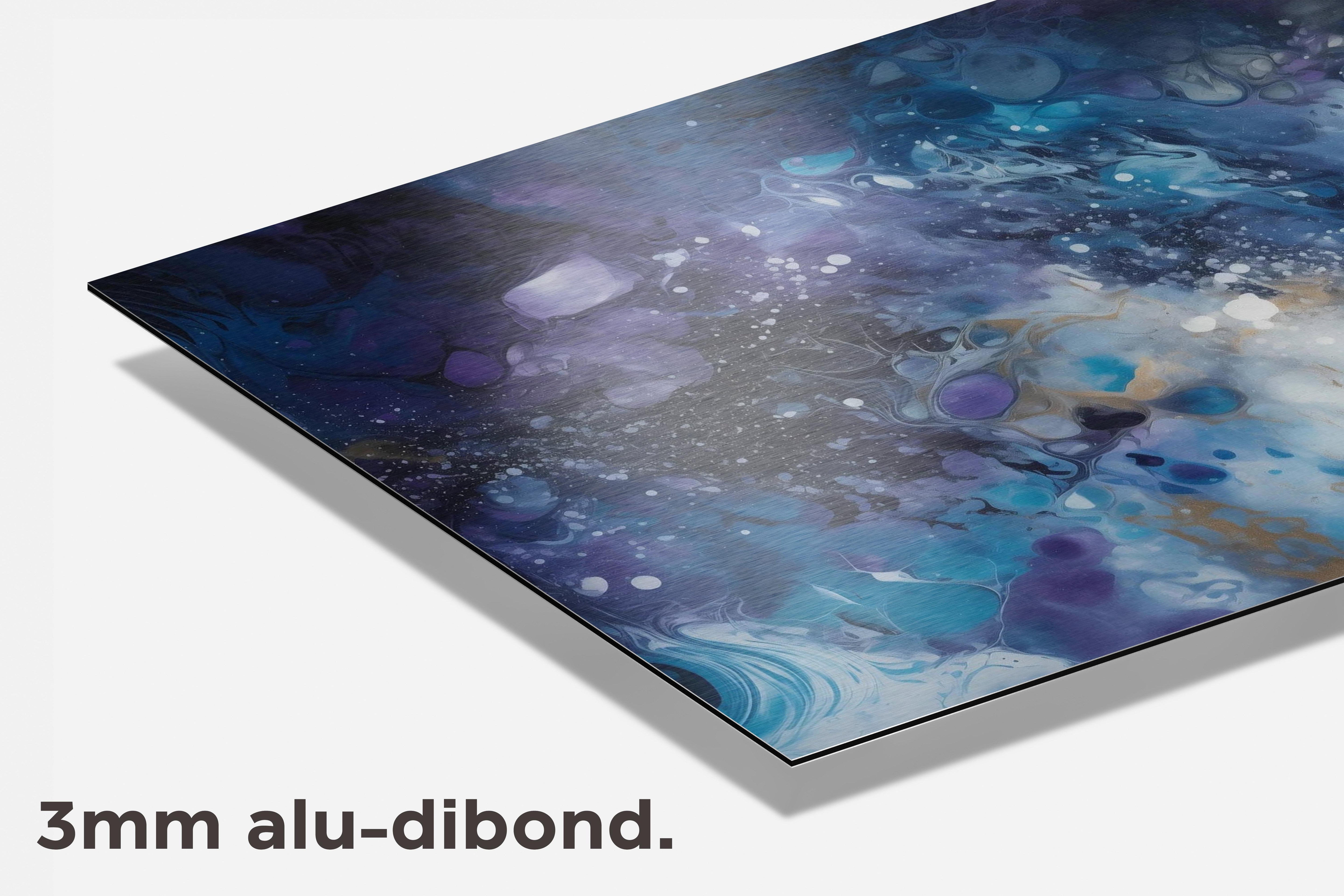 Abstract Aquarel Blauw dibond detail