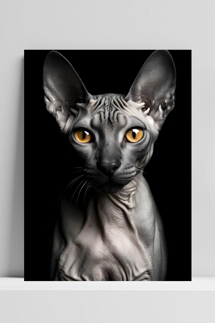Naaktkat Pose op 3mm aluminium dibond